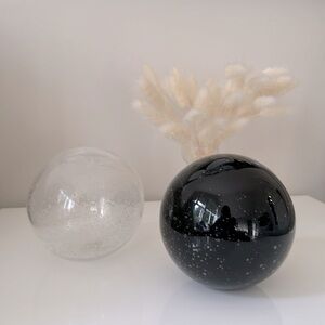 Urban Barn Large Glass Spheres set of two in black and clear